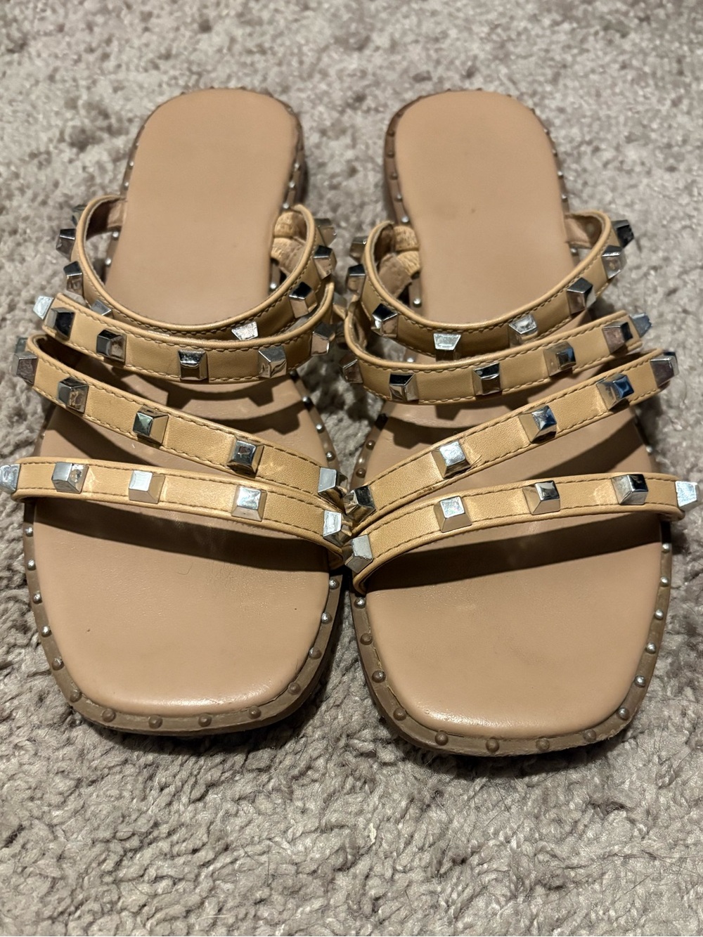 a new day Tan Studded Multi-Strap Slide Sandals